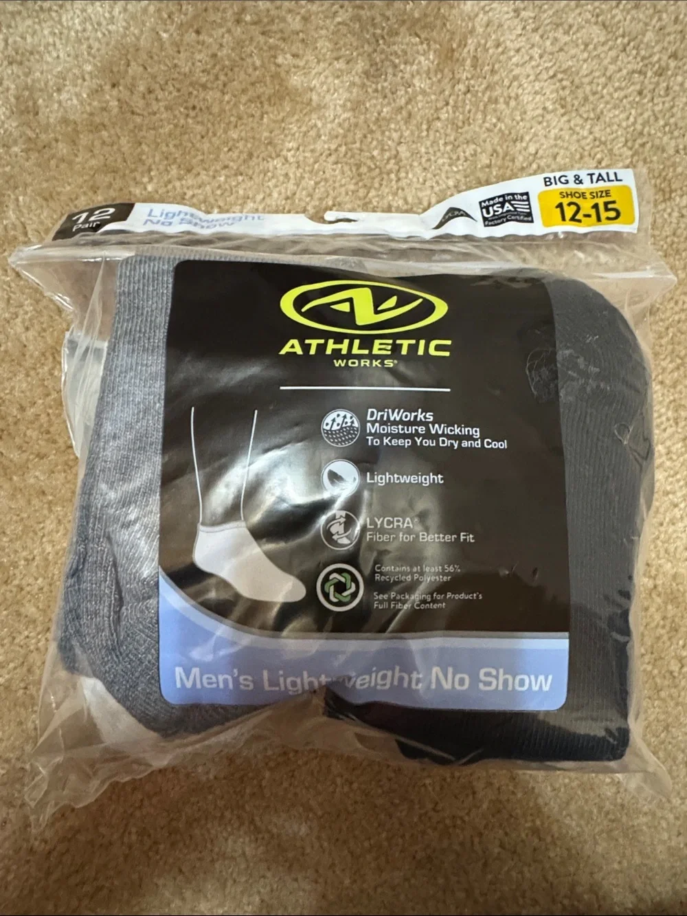 Lot of 2 packs Athletic Works Men's No Show Socks  (24 pairs total)